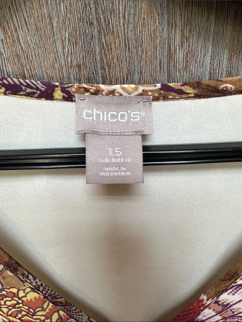Chico's Brown Floral V-Neck Maxi Dress with Purple Border - Picture 2 of 9